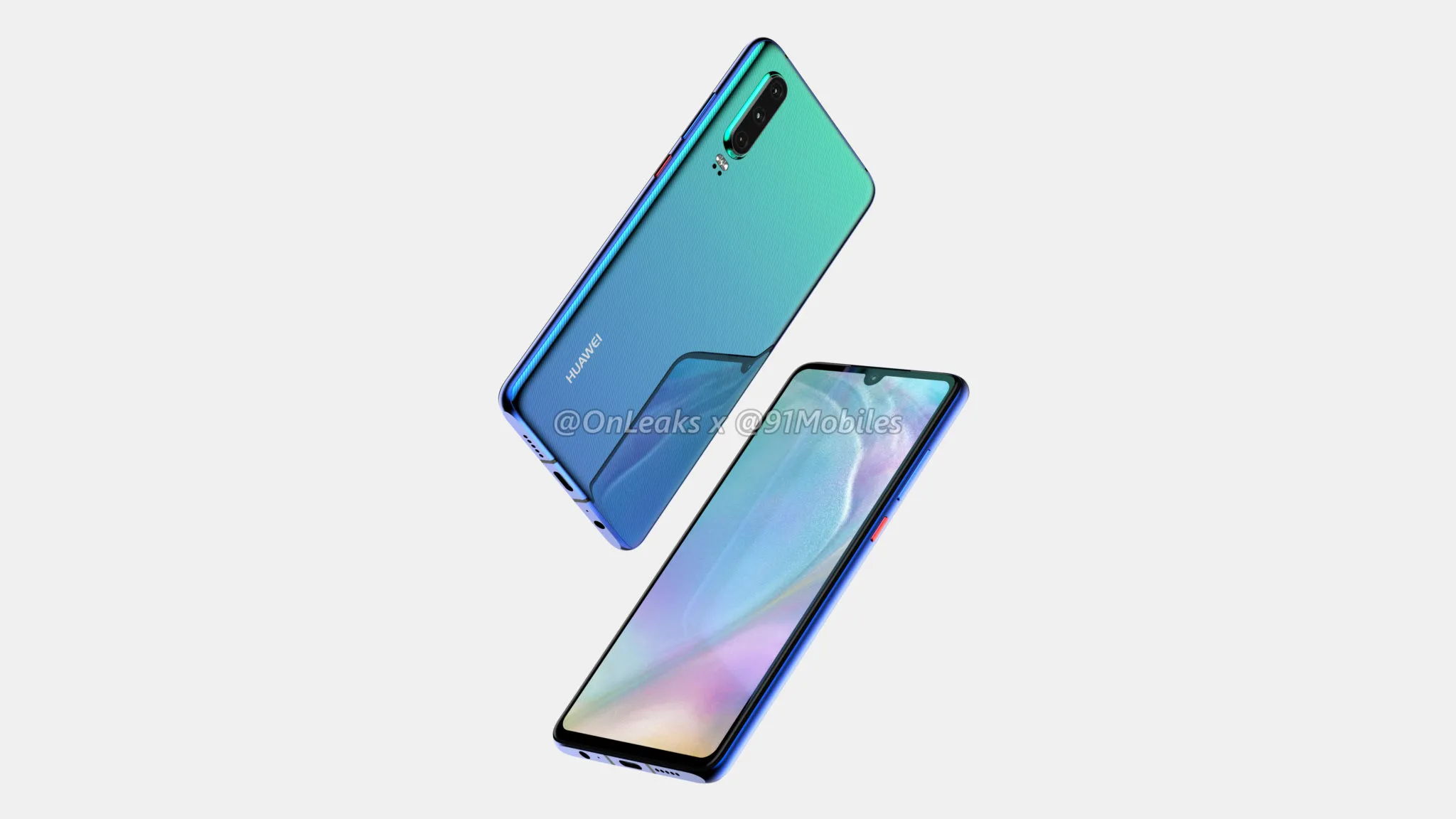 Рендеры Huawei P30: сканер в экране, четыре камеры и 3,5-мм джек