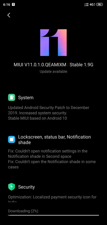   Xiaomi  MIUI 11 Stable  Android 10