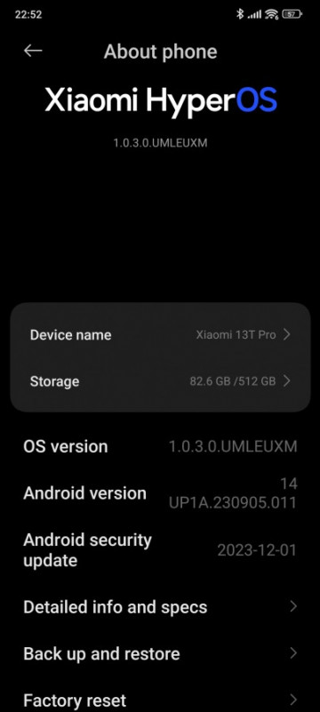Xiaomi 13T Pro Global   HyperOS 1.0.3  Android 14