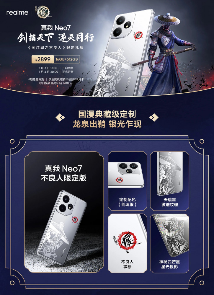 Realme представила лимитку GT Neo 7 по Portrait of Jianghu: Bad Guys