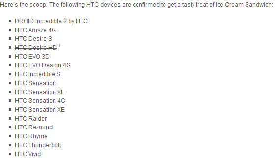 HTC Android 4.0 ICS