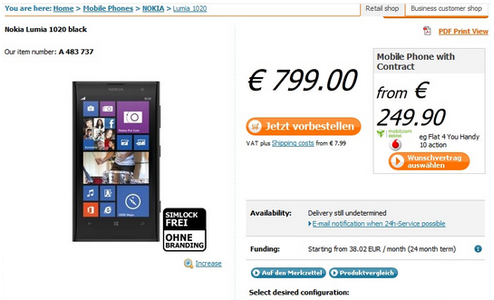  Nokia Lumia 1020  