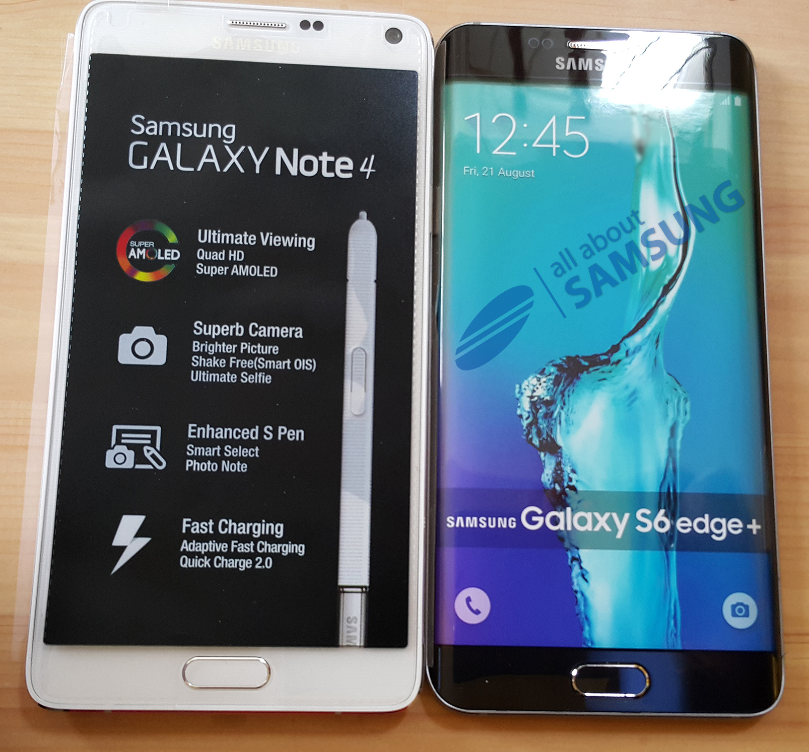 Samsung Galaxy S6 Edge + на фото рядом с Galaxy Note 4