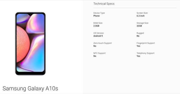 Samsung galaxy a10s