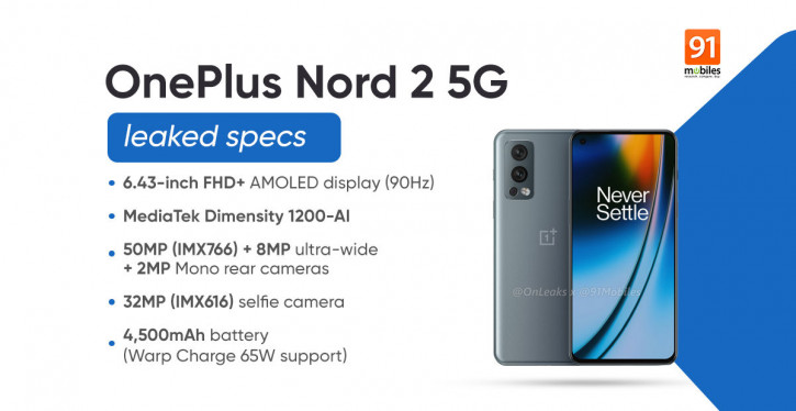 Цена и характеристики OnePlus Nord 2 5G за неделю до анонса