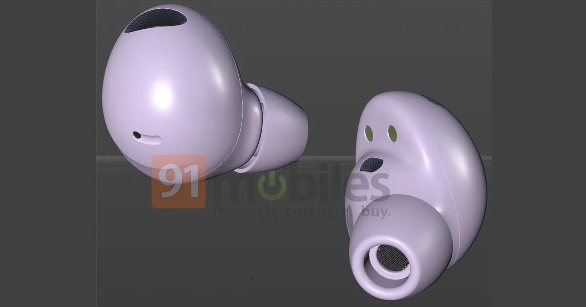 Samsung Galaxy Buds 2 Pro в трех цветах на 3D-рендерах