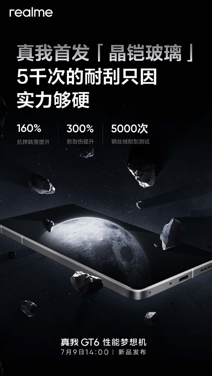 Realme GT6 получит лучший плоский экран и сверхпрочное стекло