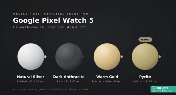 Pixel Watch 5 будут доступны в расцветке «золото дураков»: все цвета и цены