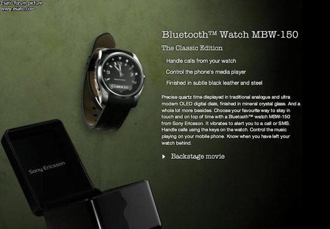 Sony Ericsson Bluetooth Watch MBW-150 The Classic Edition