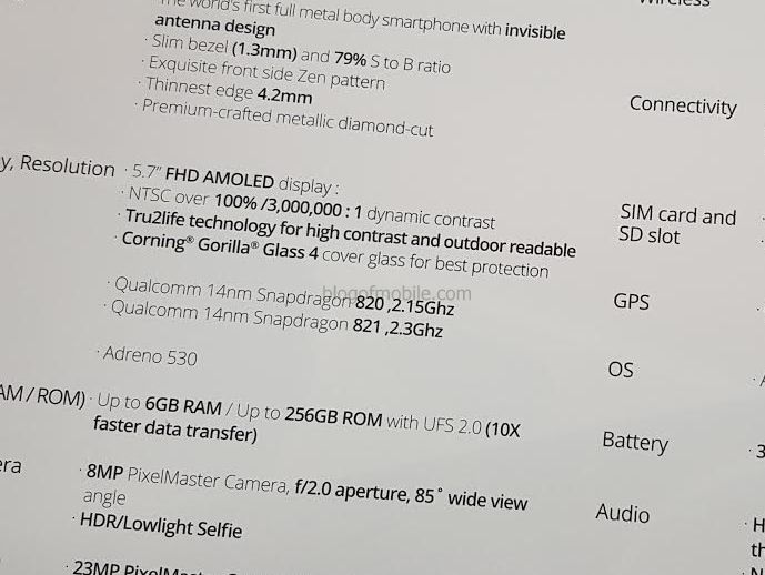  Snapdragon 823: ASUS Zenfone 3 Deluxe  Snapdragon 821