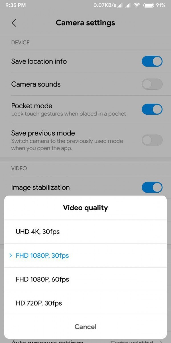 Xiaomi Redmi Note 5 Pro  MIUI 10     1080p@60fps