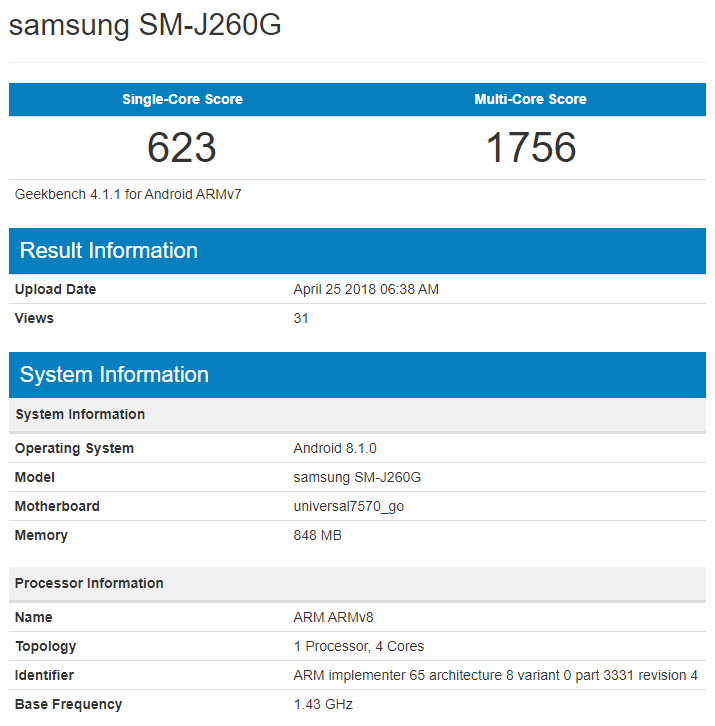 Samsung SM-J260F  Android Go   
