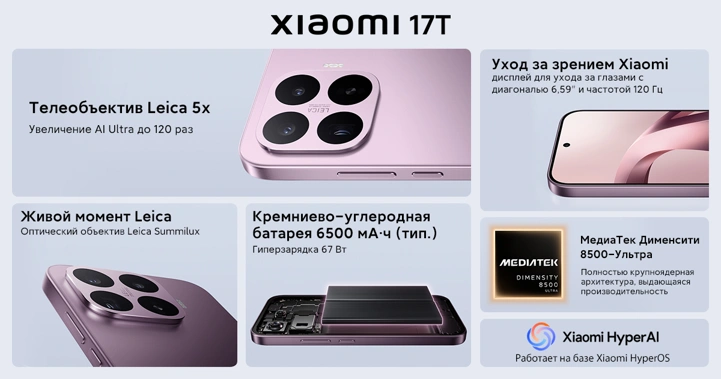 Xiaomi 17T и 17T Pro уже доступны на Wildberries и Яндекс Маркет: цены