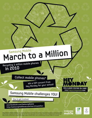 Samsung переработает 1 миллион телефонов в 2010 году