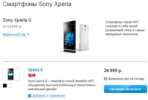   Sony Xperia S