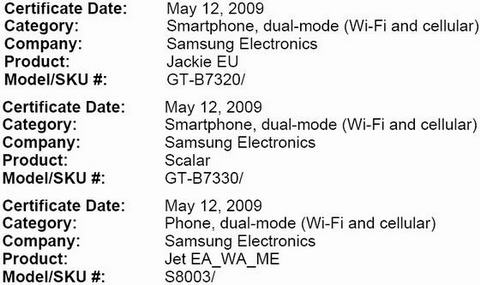 Samsung Jackie B7320, Scalar B7330, Jet S8003