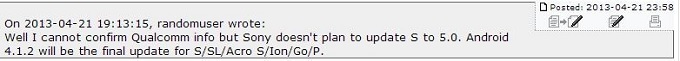 Sony Xperia S, P, Go   Android 4.2?