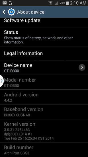   Android 4.4 KitKat   Galaxy S3.