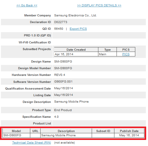 Samsung Galaxy S5 GPE   Bluetooth SIG