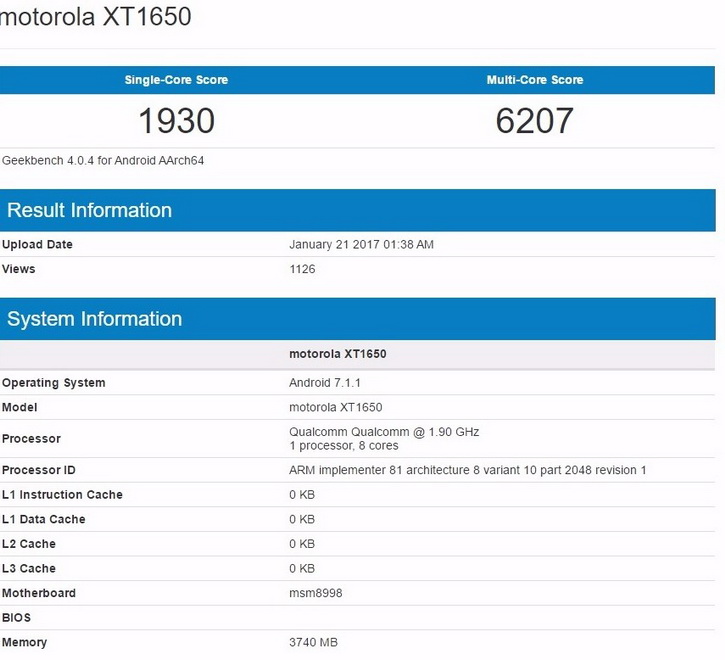 Moto Z2 Force   Snapdragon 835   Geekbench? (+ )