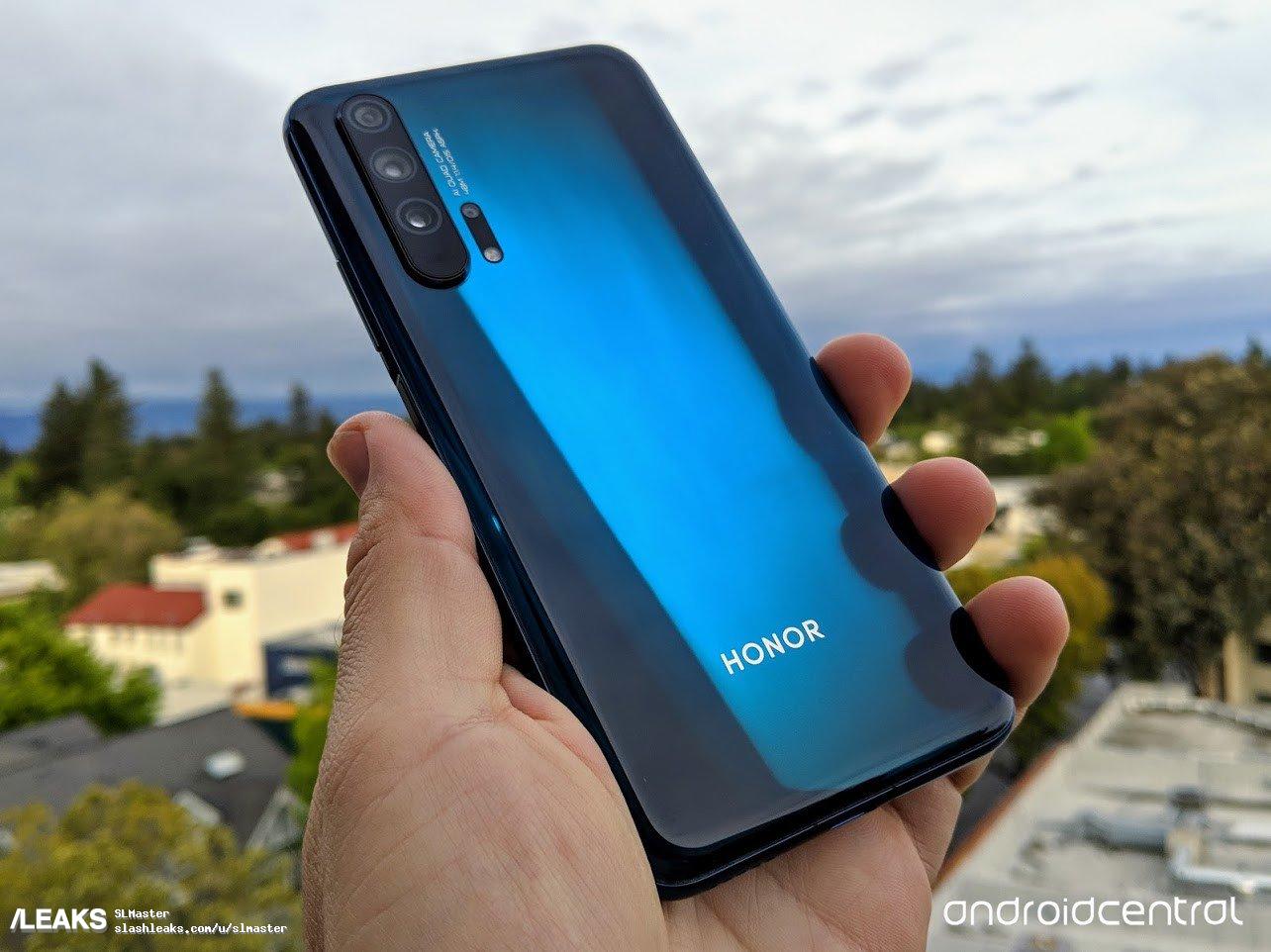 Honor 20 Pro в синем цвете на живых фото со всех сторон