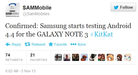 Samsung  Android 4.4 KitKat  Galaxy Note 3