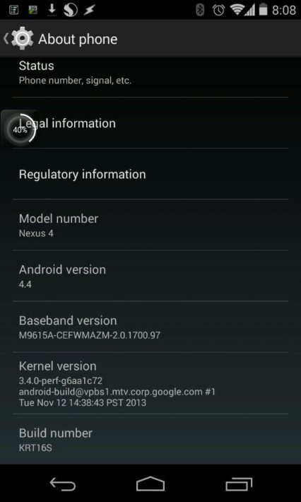 LG Nexus 4   -  Android 4.4 KK
