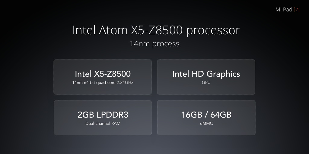  Xiaomi Mi Pad 2         Intel 