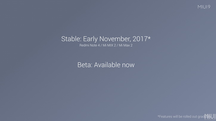 MIUI 9 Global Stable будет доступна для Redmi Note 4, Mi Mix 2 и Mi Max 2 в ноябре