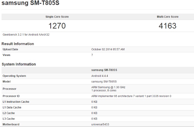 Samsung   Galaxy Tab S  Exynos 5433  