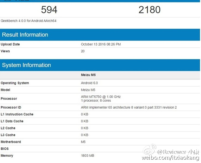 Meizu M5     -   Geekbench