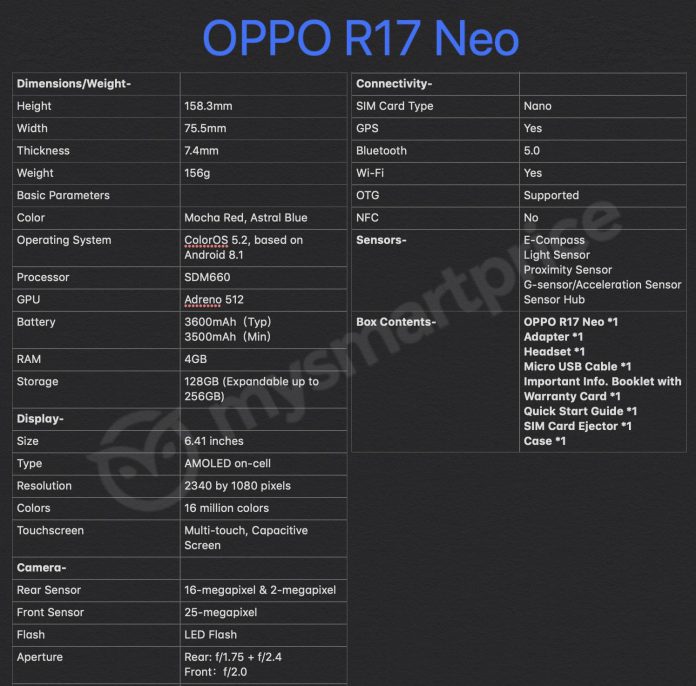 OPPO  R17 Neo:  