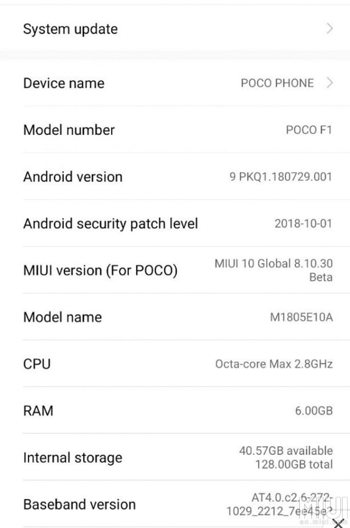 - MIUI 10  Android 9 Pie  Pocophone F1    
