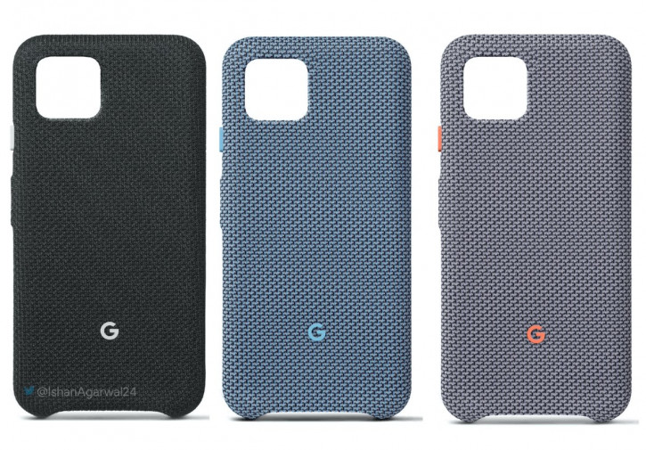 Рендер официальных чехлов для Google Pixel 4 и Pixel 4 XL в трех цвета