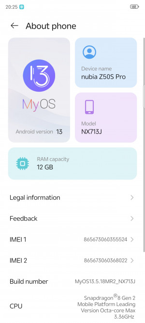  Nubia Z50S Pro:    