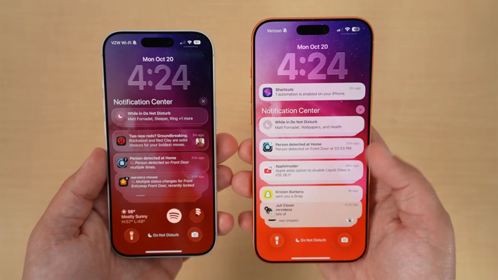 В iOS 26.1 появилась возможность приглушения ''жидкого стекла''