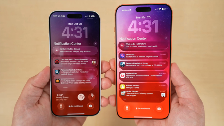В iOS 26.1 появилась возможность приглушения ''жидкого стекла''