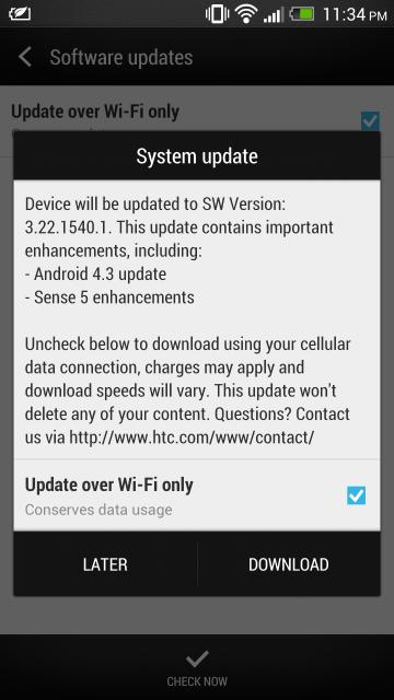  HTC One    Android 4.3 JB