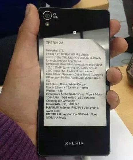    Sony Xperia Z3