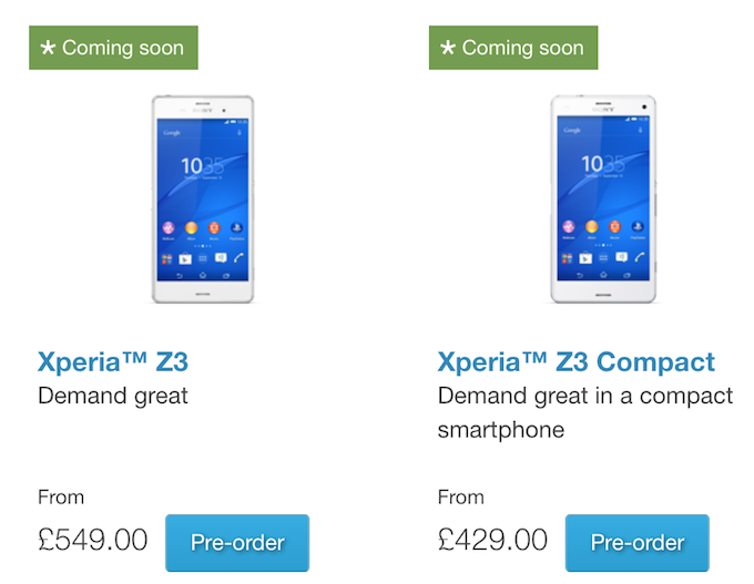     Sony Xperia Z3, Z3 Compact  Z3 Tablet Compact