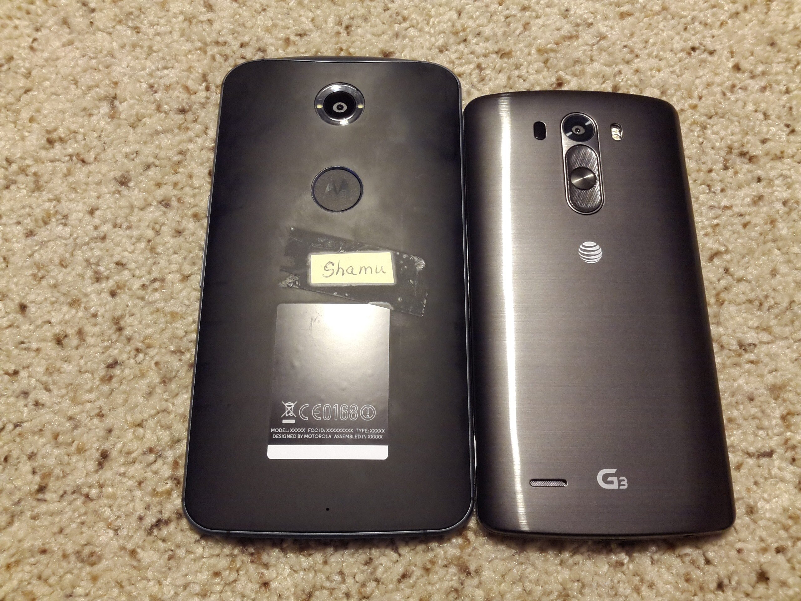 Motorola Nexus 6 (Shamu, Nexus X) на «реальном» фото рядом с LG G3