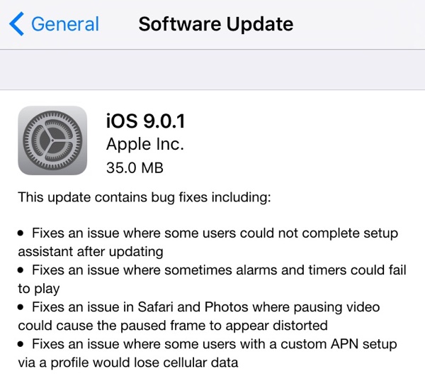Apple  iOS 9.0.1    iOS 9