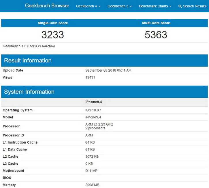 Geekbench     iPhone 7 Plus