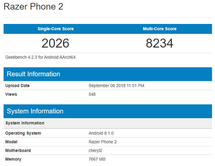 Razer Phone 2: Snapdragon 845, 8    Chroma LED