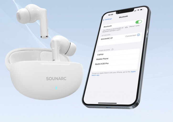 Sounarc Q1 - долгоиграющие наушники с Bluetooth 5.3 за $10