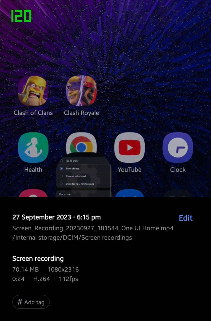 Samsung Galaxy       120fps  One UI 6