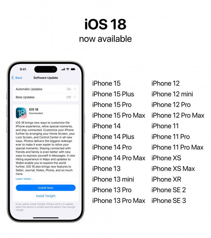 iOS 18 уже доступна на iPhone 15 и других смартфонах Apple