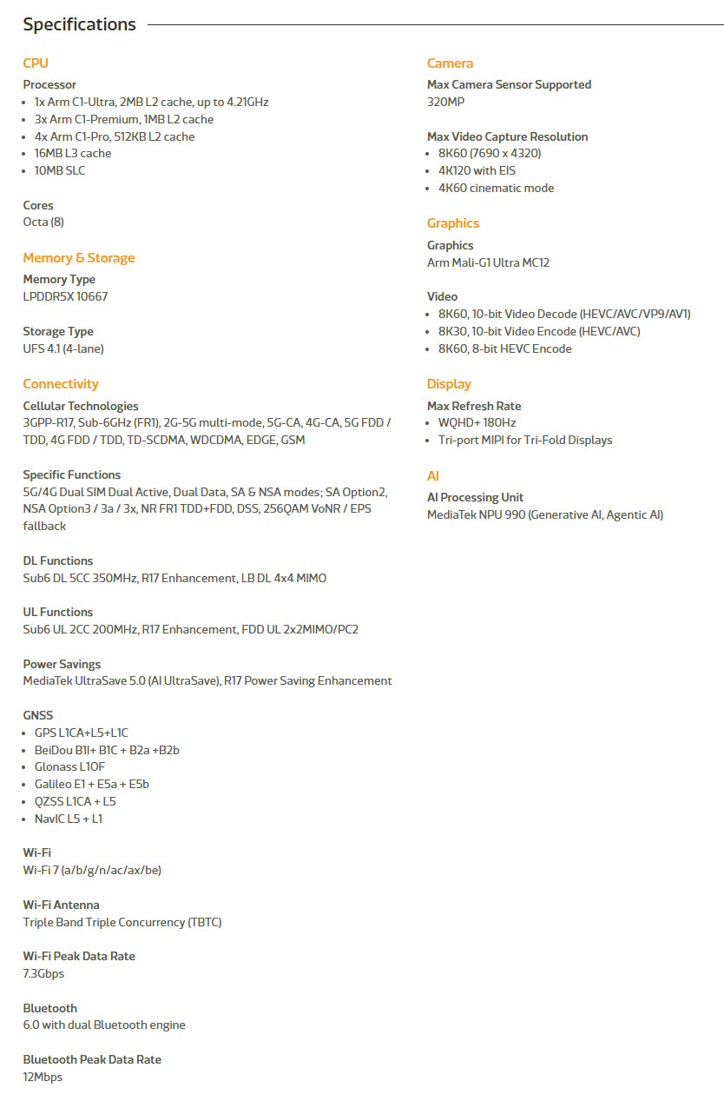 Анонс MediaTek Dimensity 9500 – мощь ПК-уровня с парным NPU