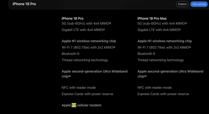 iPhone 18 Pro Max для США отличается от остального мира модемом