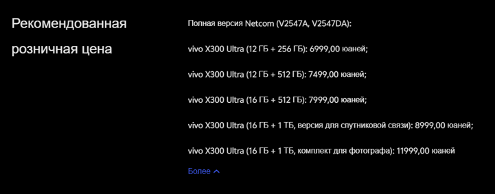 Vivo заметно повысила цены на X300 Ultra в Китае